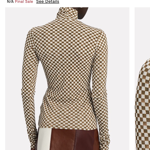 Nanushka checkered long sleeve Harri Checked Mesh Turtleneck Top wide leg pants - Picture 9 of 9